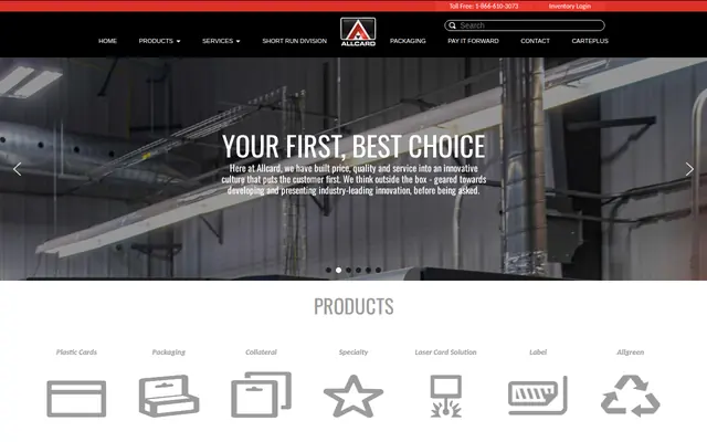 Homepage of Allcard