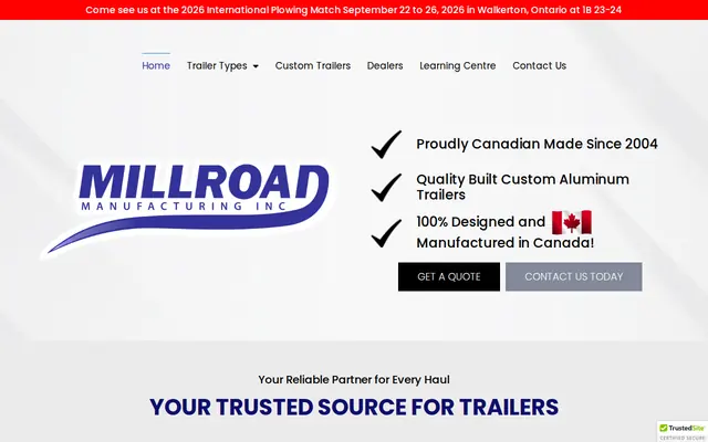 Homepage of Millroad Trailers