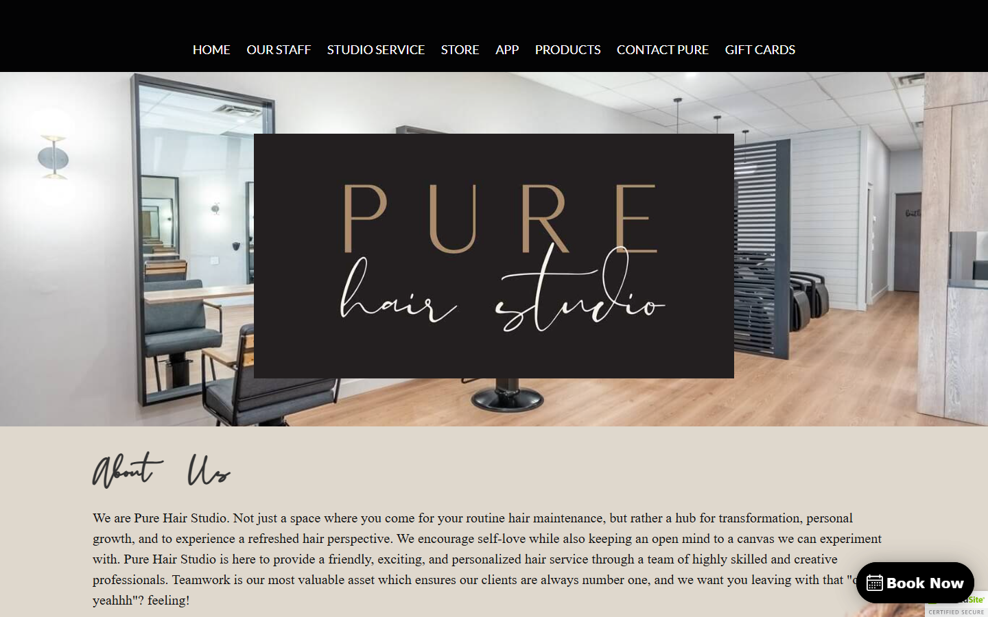Homepage of Pure Hair Studio