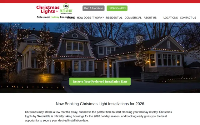 Homepage of Skedaddle Christmas Lights